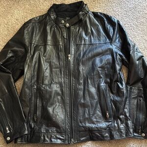 United Face New York Men's Black Leather Jacket